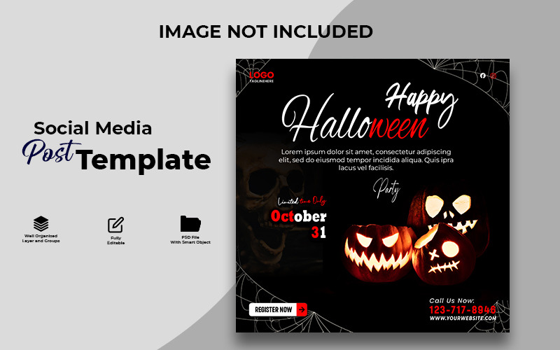 Elegant Halloween Party poster design Template Social Media