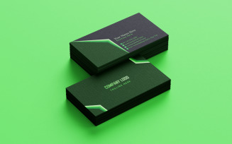 Green Elegant Business Card with Geometric Design