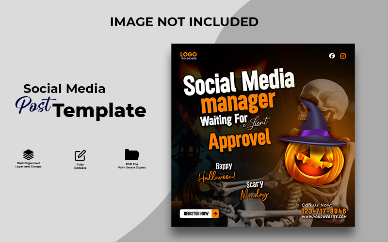 Halloween Social Media Manager Funny Skeleton Poster