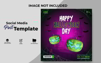Happy Halloween Day Poster Template | Editable PSD Printable Design