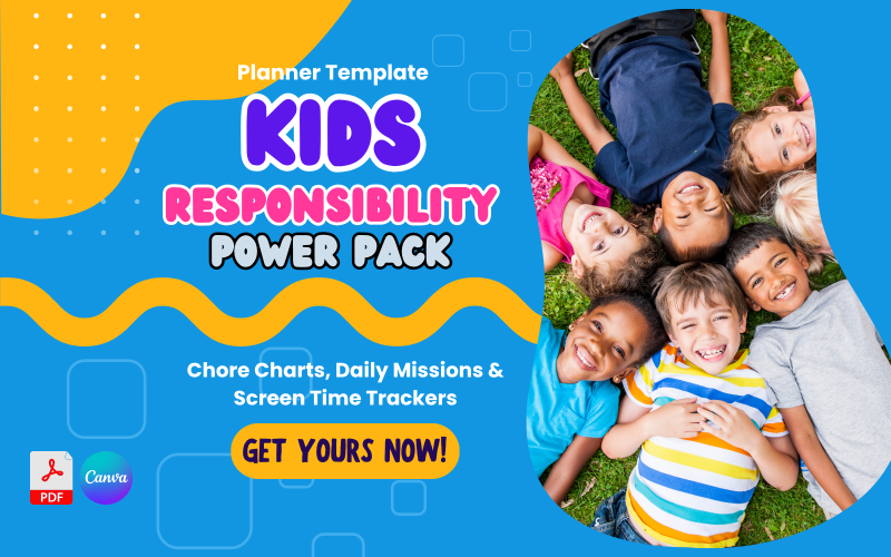 Kids Responsibility Power Pack | Chore Charts, Daily Missions and Screen Time Trackers! Planner