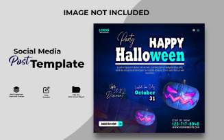 Party Halloween Blue Glow Social Media Post