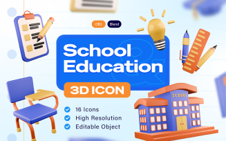 School and Education 3D Icons