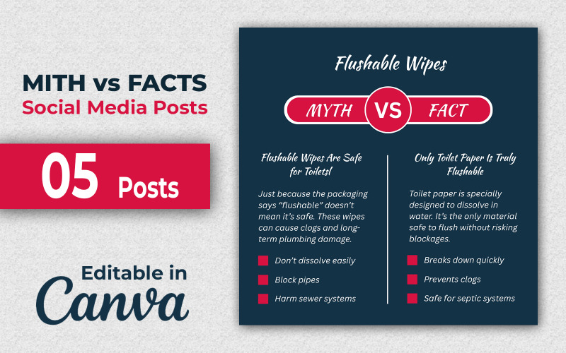 Canva Myth Fact Pack - Myth vs Fact Social Media Post - Instagram Posts - Editable in Canva