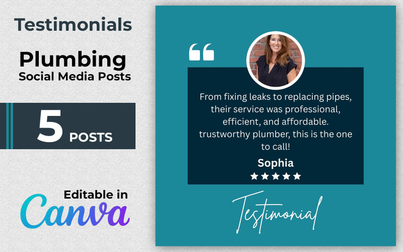 Customer Testimonial Templates - 5 Testimonial Feedbak and Review Canva Posts Social Media