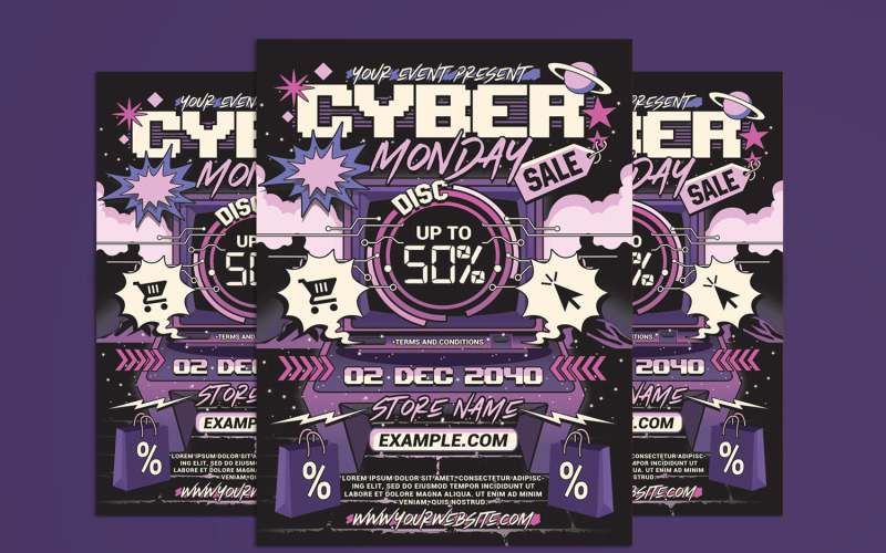 Cyber Monday Sale Flyer Poster Discount Template Corporate Identity