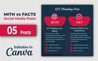 Fact Check Canva Pack - Myth vs Fact Social Media Post - Instagram Posts - Editable in Canva