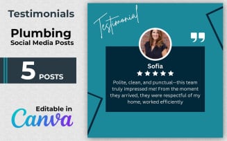 Feedback Post Canva Pack - 5 Testimonial Feedbak and Review Canva Posts