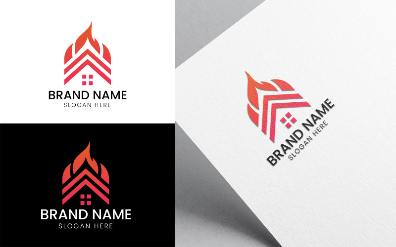 Flame Real estate roofing logo-985 Logo Template