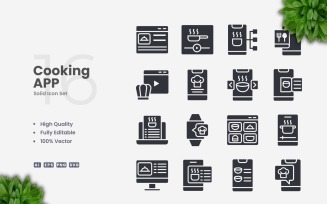 16 Cooking App Solid Icons Set