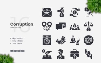 16 Corruption Solid Icons Set