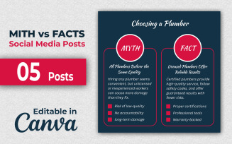 Myth Fact Canva Templates - Myth vs Fact Social Media Post - Instagram Posts - Editable in Canva
