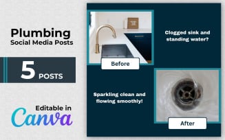 Plumber Before After - Befire and After Social Media Posts - Canva Editable - Instagram Posts