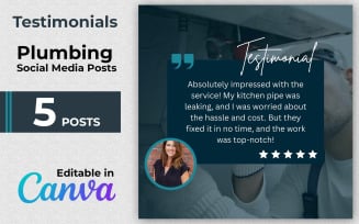 Review Showcase Canva Pack - 5 Testimonial Feedbak and Review Canva Posts