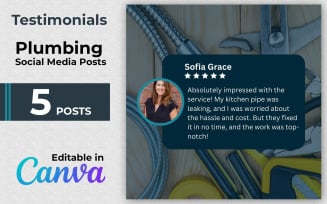 Testimonial Canva Post Pack - 5 Testimonial Feedbak and Review Canva Posts