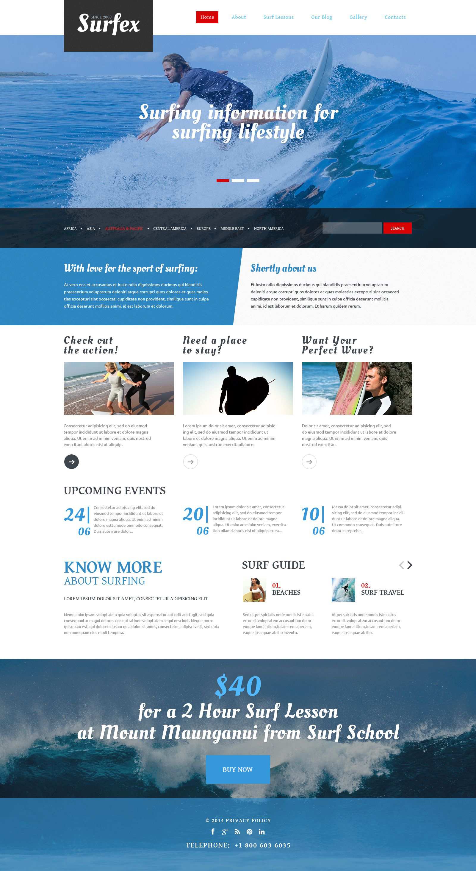 Plantilla Drupal Responsive para Sitio de Surf #54965