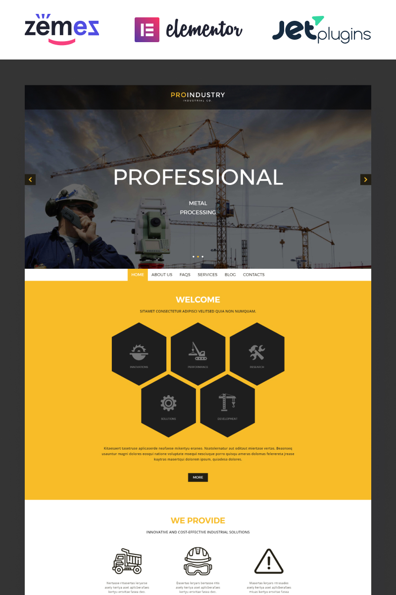 "ProIndustry" - адаптивний WordPress шаблон №54938