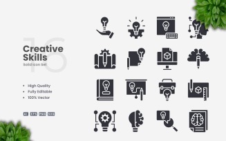 16 Creative Skills Solid Icons Set