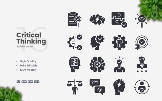 16 Critical Thinking Solid Icons Set