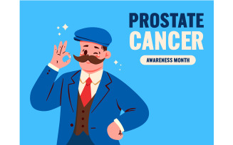 Man with Mustache Wearing Blue Hat