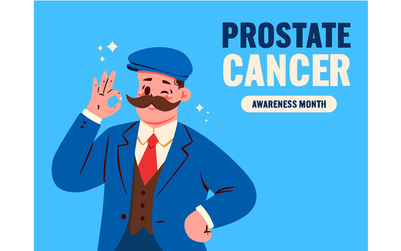 Man with Mustache Wearing Blue Hat Illustration