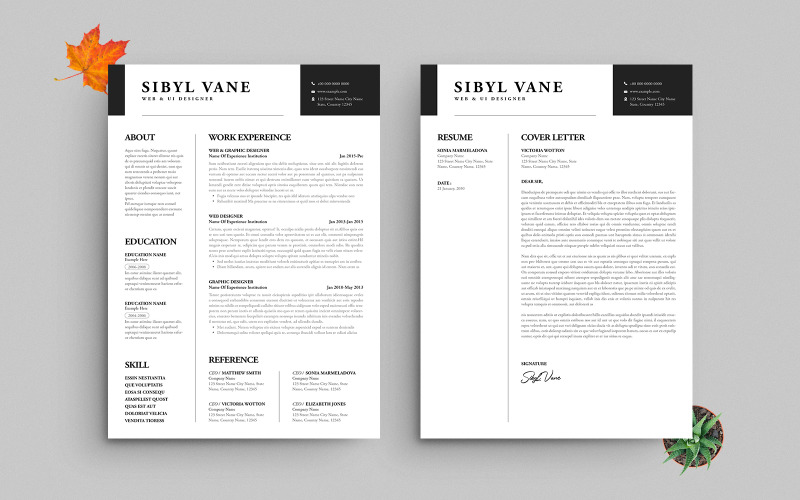 Modern Web & UI Designer Resume & Cover Letter Template – Clean Minimalist CV Design Resume Template