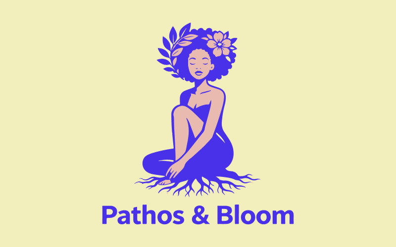 Pathos And Bloom - Woman with Rooted Tree Transformation Design Logo Template