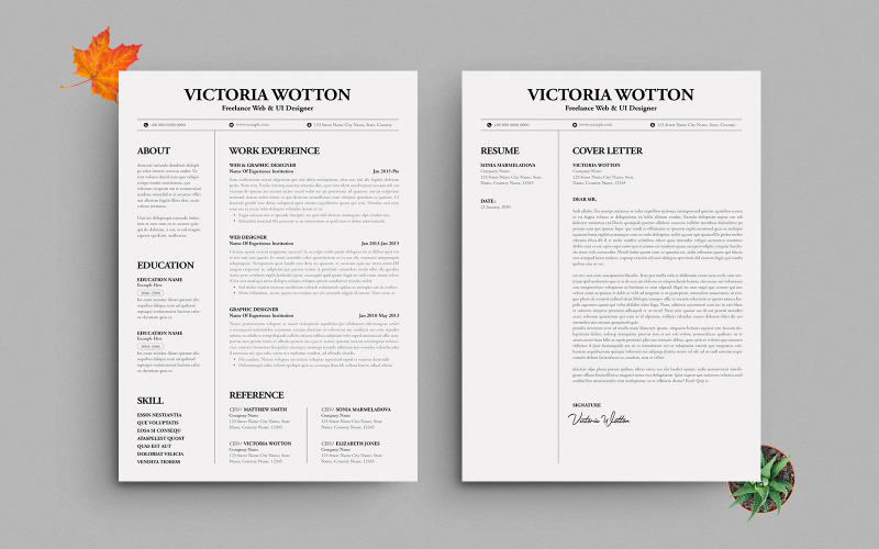 Professional Web & UI Designer Resume and Cover Letter Template – Clean Modern CV Design Resume Template