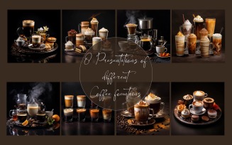 Presentations of different coffee fountains