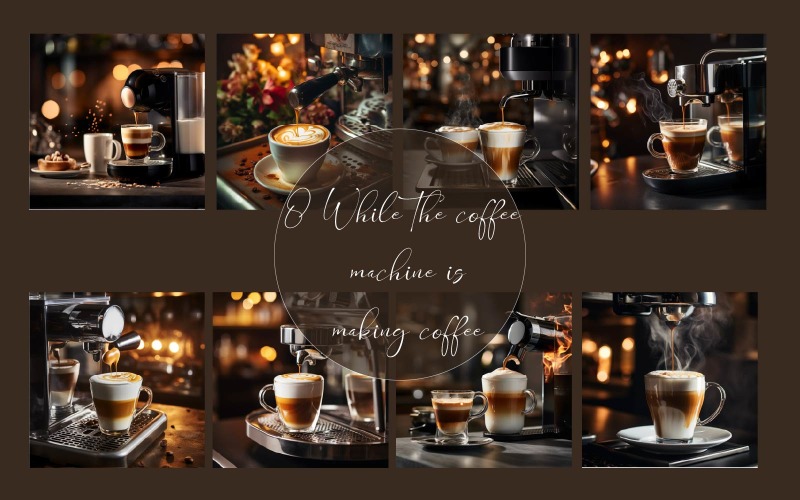 While the coffee machine is making coffee Illustration