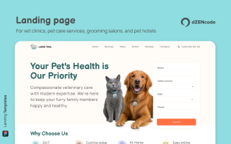 Luna Tail – Landing page UI Template for Pet Care & Vet Clinics.