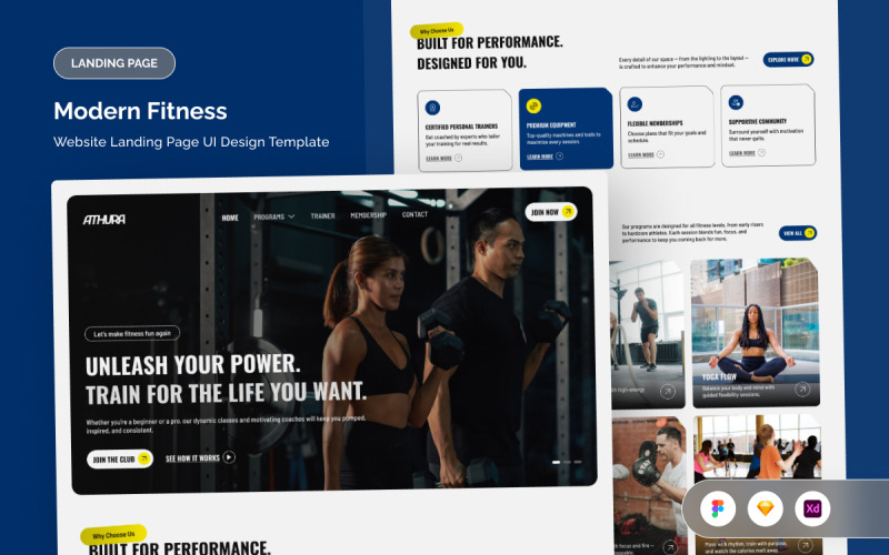 Health and Training Landing Page UI Kit UI Element