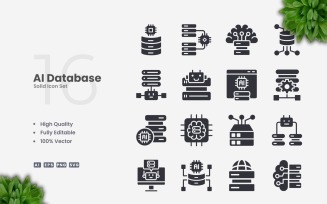 16 Ai Database Solid Icons Set