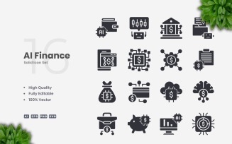 16 Ai Finance Solid Icons Set