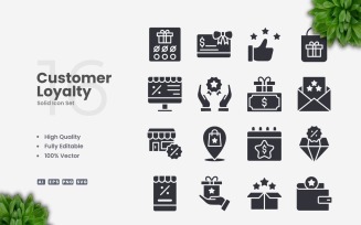 16 Customer Loyalty Solid Icons Set