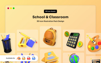 School and Classroom 3D Icon Pack
