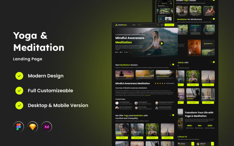 InnerPeace - Yoga & Meditation Landing Page UI Element