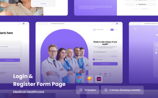Medical Login & Register Form UI Kit - Web & Mobile
