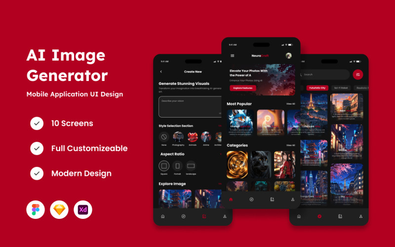 NeuraCraft - AI Image Generator Mobile App UI Element