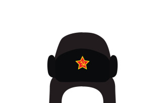 Russian Ushanka Hat with Red Star Flat Vector Illustration