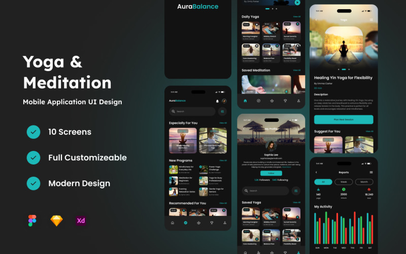 TranquilPath - Yoga & Meditation Mobile App UI Element