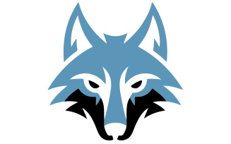 A minimal logo of a wolf face