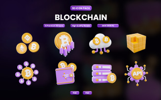 Blockchain 3D Icon Pack Design