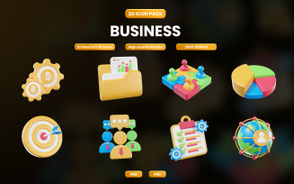 Business 3D Icon Pack Design 4125