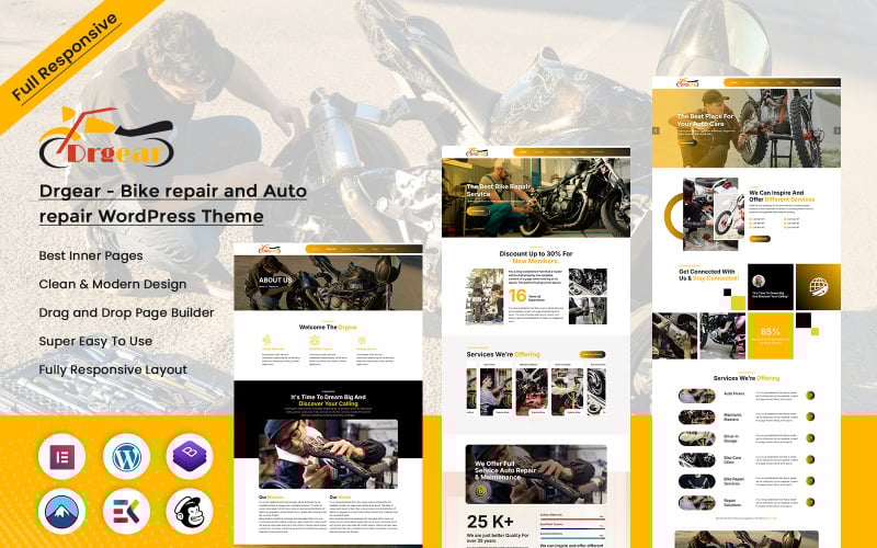 Drgear - Bike repair and Auto repair WordPress Free Theme WordPress Theme