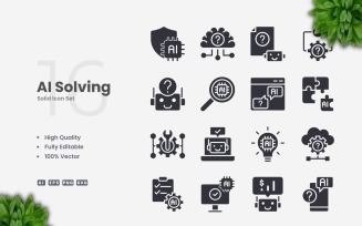 16 Ai Solving Solid Icons Set