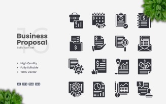 16 Business Proposal Solid Icons Set