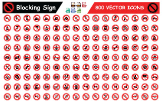 800 Blocking and Prohibition Symbol Pack – Restriction Signs Collection for Safety and Public Spaces