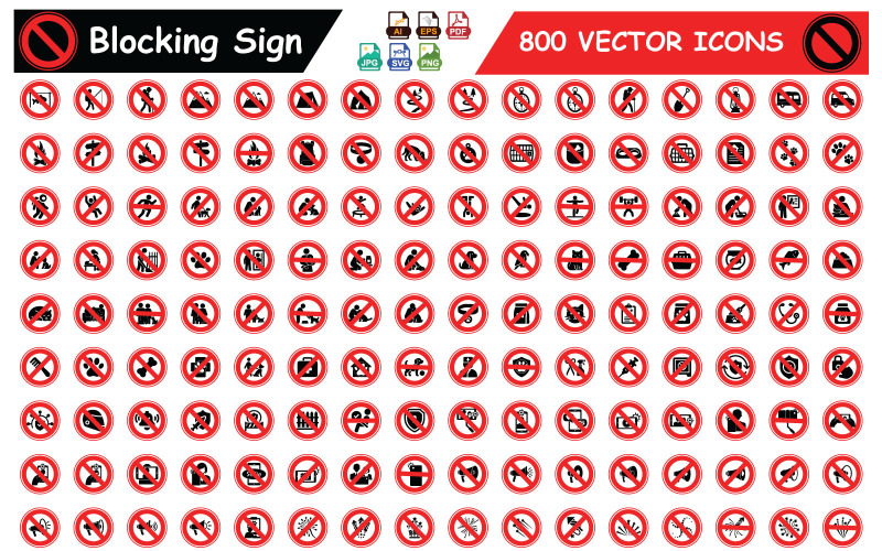 800 Blocking and Prohibition Symbol Pack – Restriction Signs Collection for Safety and Public Spaces Icon Set