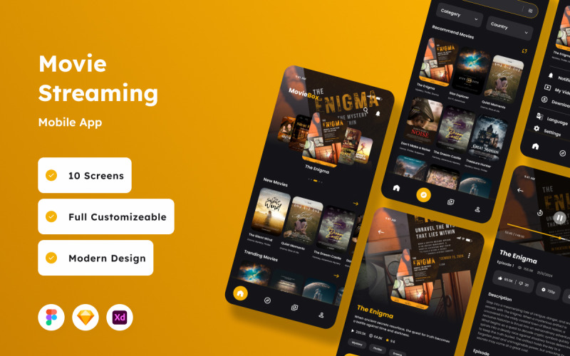 MovieBox - Movie Streaming Mobile App UI Element